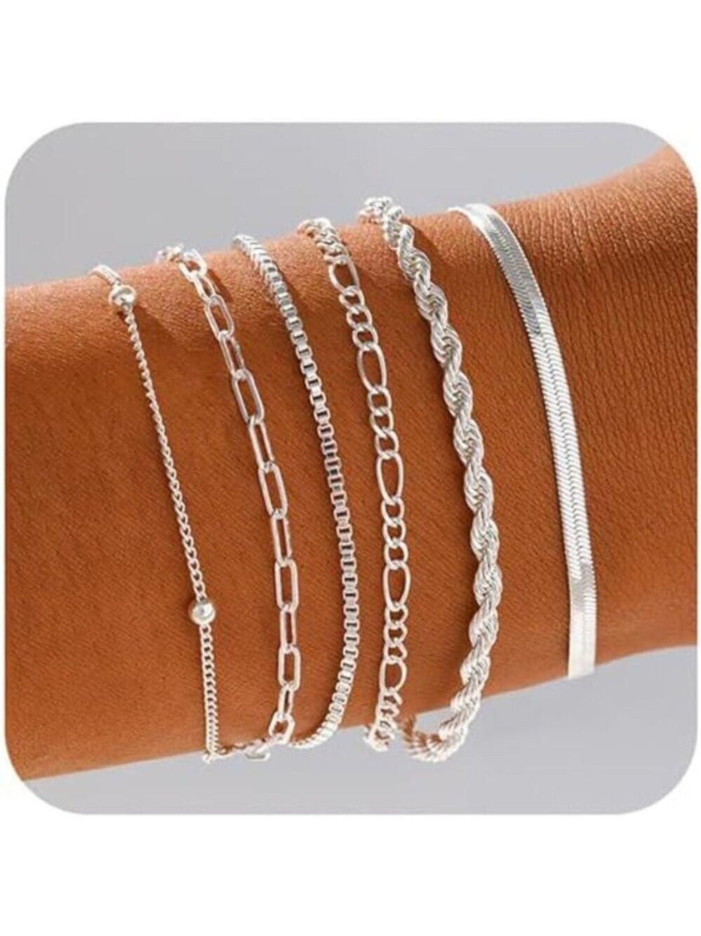 Gold Silver Bracelets for Women Stackable 14K Gold Plated Trendy Layered Jewelry